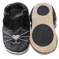 Hobea babyslofjes extra antislip Katze schwarz-26-27