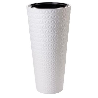 Form Plastic Plantenpot/bloempot Diamond - kunststof - wit - D40 x H80 cm - met binnenpot