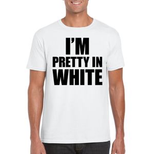 I am pretty in white tekst t-shirt wit heren