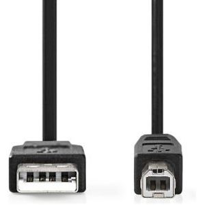 USB-Kabel | USB 2.0 | USB-A Male | USB-B Male | 480 Mbps | Vernikkeld | 2.0 m | Rond | PVC | Zwart |