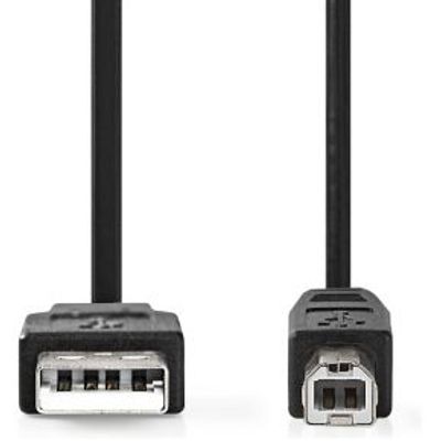 USB-Kabel | USB 2.0 | USB-A Male | USB-B Male | 480 Mbps | Vernikkeld | 2.0 m | Rond | PVC | Zwart |