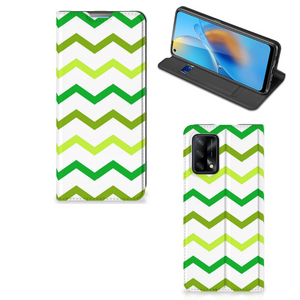 OPPO A74 4G Hoesje met Magneet Zigzag Groen