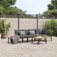 4-delige Loungeset met kussens aluminium zwart
