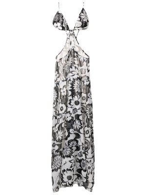 Amir Slama robe longue à fleurs - Blanc