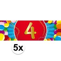 5x 4 Jaar leeftijd stickers verjaardag versiering   - - thumbnail