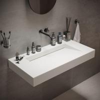 Wastafel Ideavit Solidsquare 90x46x10 cm Solid Surface Mat Wit