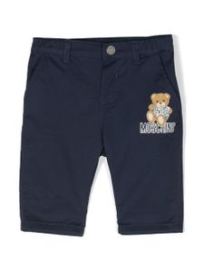 Moschino Kids pantalon chino à logo imprimé - Bleu