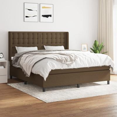 Boxspring met matras stof donkerbruin 180x200 cm