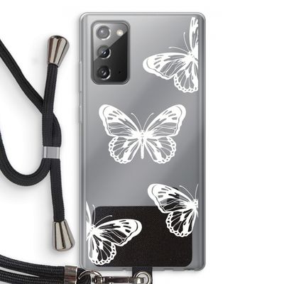 White butterfly: Samsung Galaxy Note 20 / Note 20 5G Transparant Hoesje met koord