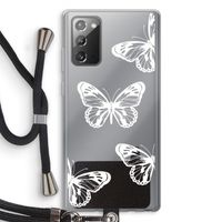 White butterfly: Samsung Galaxy Note 20 / Note 20 5G Transparant Hoesje met koord