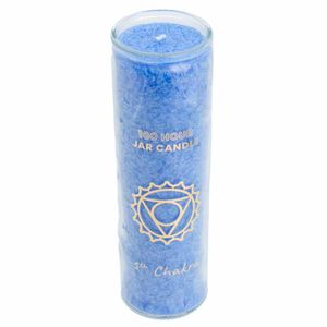 Fair Trade Keel Chakra (5e) Stearine Kaars in Glas - Blauw (100
