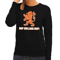 Nederland supporter sweater Hup Holland Hup zwart voor dames - thumbnail