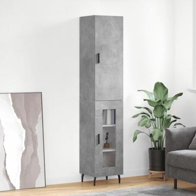 Hoge kast 34,5x34x180 cm bewerkt hout betongrijs