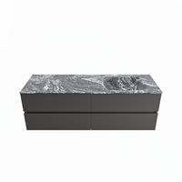 MONDIAZ VICA-DLUX 150cm badmeubel onderkast Dark grey 4 lades. Inbouw wastafel CLOUD rechts zonder kraangat, kleur Lava.
