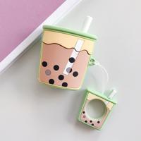 Draadloze koptelefoon schokbestendige parel melk thee siliconen beschermhoes voor Apple AirPods 1/2 (groen)