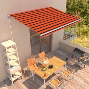 vidaXL Luifel handmatig uittrekbaar 400x300 cm oranje en bruin