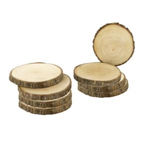 Onderzetters voor glazen - boomschijven - 8x stuks - rond - hout - D11 x H1.3 cm