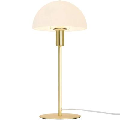 Kleine tafellamp wit & messing met E14 fitting en schakelaar Norlux Ellen 20 41 cm