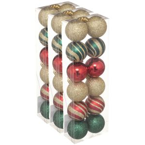 36x stuks kerstballen mix goud/rood/groen glans/mat/glitter kunststof 4 cm