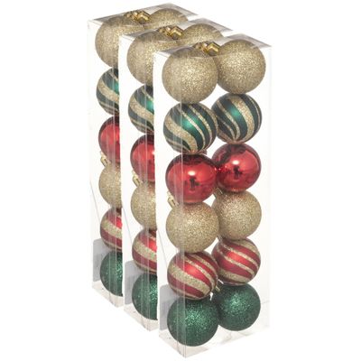36x stuks kerstballen mix goud/rood/groen glans/mat/glitter kunststof 4 cm