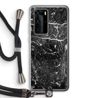 Zwart marmer: Huawei P40 Pro Transparant Hoesje met koord