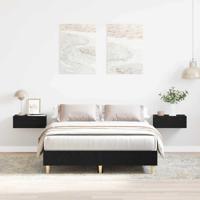 Bedframe Zwart eiken 140 x 190 cm Bewerkt hout