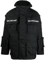 Balenciaga parka oversize à logo imprimé - Noir