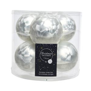 Decoris Kerstballen - 6 st - wit - glas - mat-glans - 8 cm