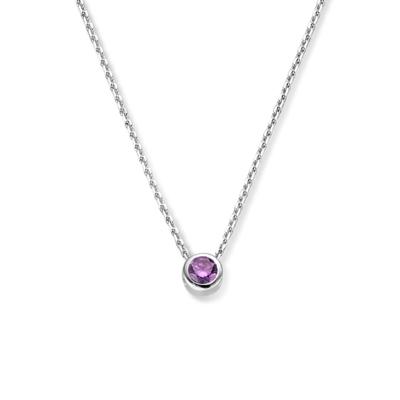925 Zilveren Collier Februari Zirkonia Geboortesteen 41+4cm