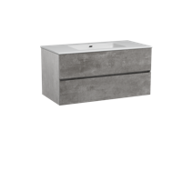 Storke Edge zwevend badmeubel 105 x 52 cm beton donkergrijs met Diva enkele wastafel in glanzend composiet marmer