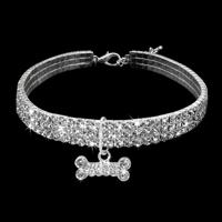 2 stuks bling Rhinestone hond kraag Crystal puppy Chihuahua huisdier hond halsbanden riem voor kleine honden mascotas accessoires S (wit)