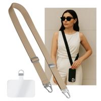 Universeel verstelbaar telefoonkoord met zilveren sluiting - Beige Universeel verstelbaar telefoonkoord met zilveren sluiting - Beige