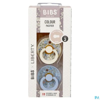Bibs 2 Fopspeen Liberty Latex Rond Duo Eloise Blue