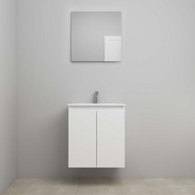 On-Line Badkamermeubelset - 60 cm - Voorgemonteerd - Greeploos 2 Deuren - Porseleinen Wastafel - 1 Kraangat - Spiegel - Hoogglans Wit