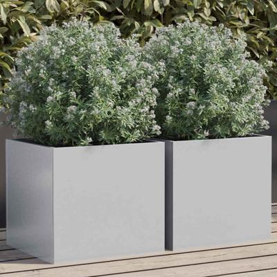 Plantenbakken 2 st 32x30x29 cm gegalvaniseerd staal zilverkleur