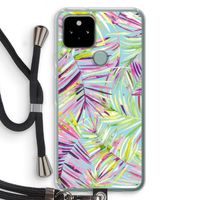 Tropical Palms Blue: Pixel 5 Transparant Hoesje met koord