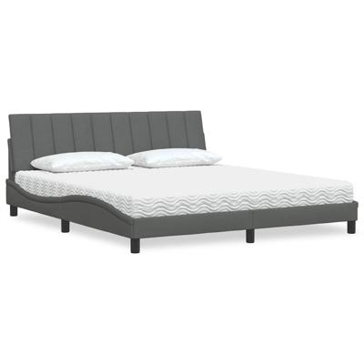 Bed met matras "Hanko" stof donkergrijs 180x200 cm