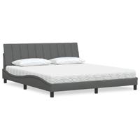 Bed met matras "Hanko" stof donkergrijs 180x200 cm