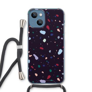 Dark Rounded Terrazzo: iPhone 13 Transparant Hoesje met koord