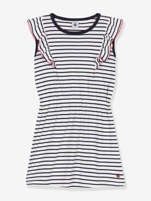 Gestroomde kinderjurk van katoen PETIT BATEAU marineblauw