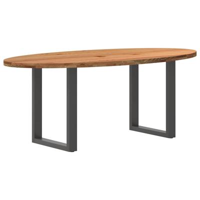Eettafel 200x100x74 cm ovaal massief eikenhout lichtbruin