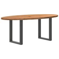 Eettafel 200x100x74 cm ovaal massief eikenhout lichtbruin