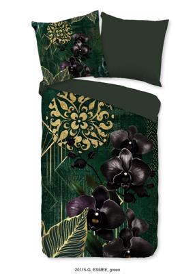 Good Morning Dekbedovertrek "orchideeen en gouden elementen" - Groen - (135x200 cm) - Katoen Good Morning Dekbedovertrek "orchideeen en gouden elementen" - Groen - (135x200 cm) - Katoen