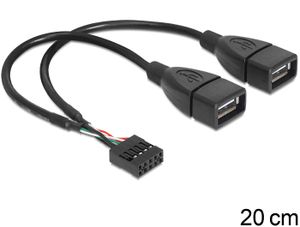 DeLOCK 83292 kabeladapter USB 2.0 moederbord header naar 2x female USB A