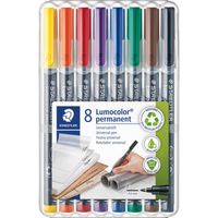 Staedtler Lumocoler 318, OHP-marker, permanent, 0,6 mm, etui van 8 stuks in geassorteerde kleuren 10 stuks - thumbnail