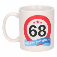 Verjaardag 68 jaar verkeersbord mok / beker   -