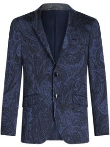 ETRO blazer boutonné à imprimé cachemire - Bleu