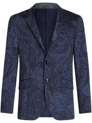 ETRO blazer boutonné à imprimé cachemire - Bleu