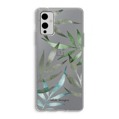 Tropical watercolor leaves: OnePlus 9 Transparant Hoesje