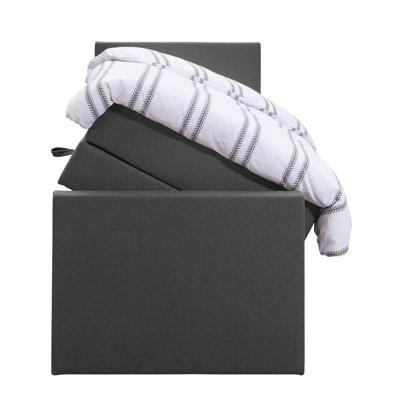 Leen Bakker - Boxspring Met Opbergruimte En Voetbord Liv Egaal - Antraciet - 90x200cm - Stof - Grijs